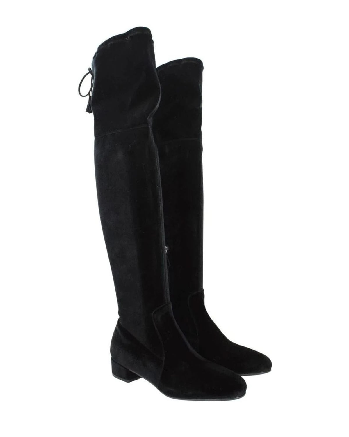 Prada Black Velvet Over The Knee Boots