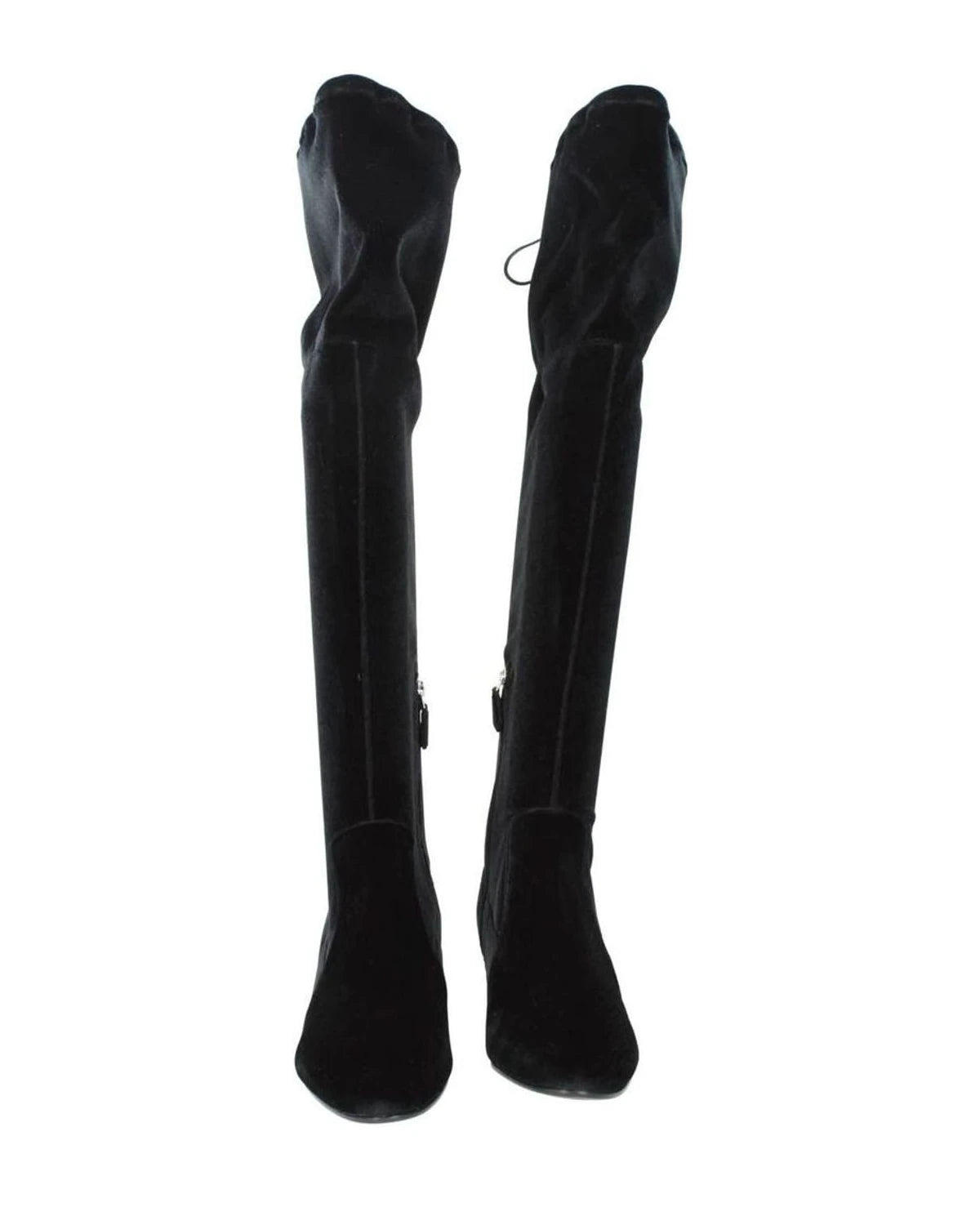 Prada Black Velvet Over The Knee Boots