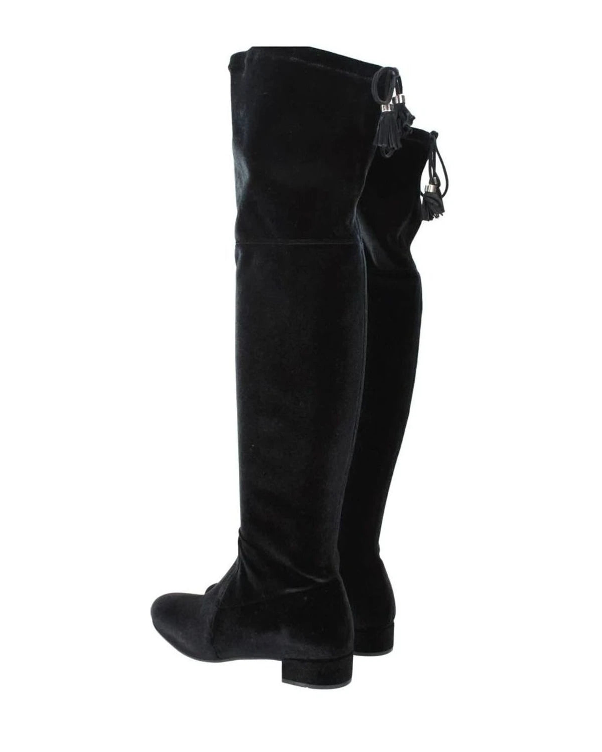 Prada Black Velvet Over The Knee Boots