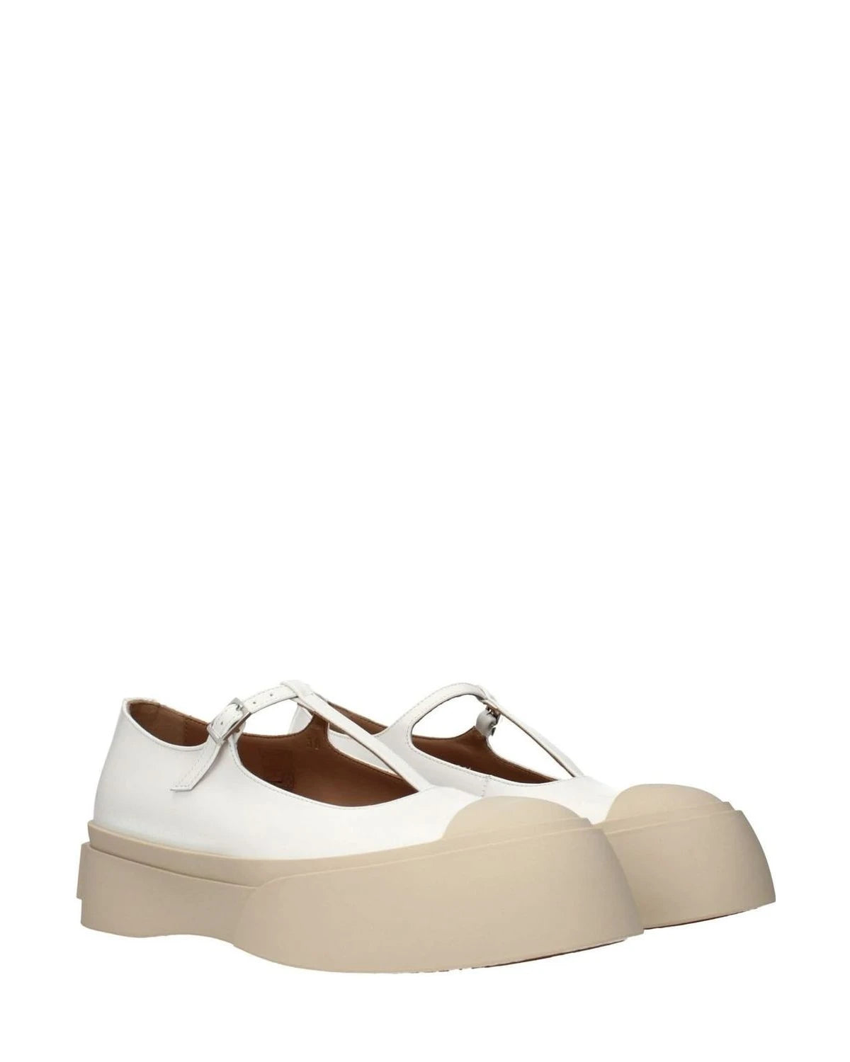 Marni White Leather Slip On Loafers Flats