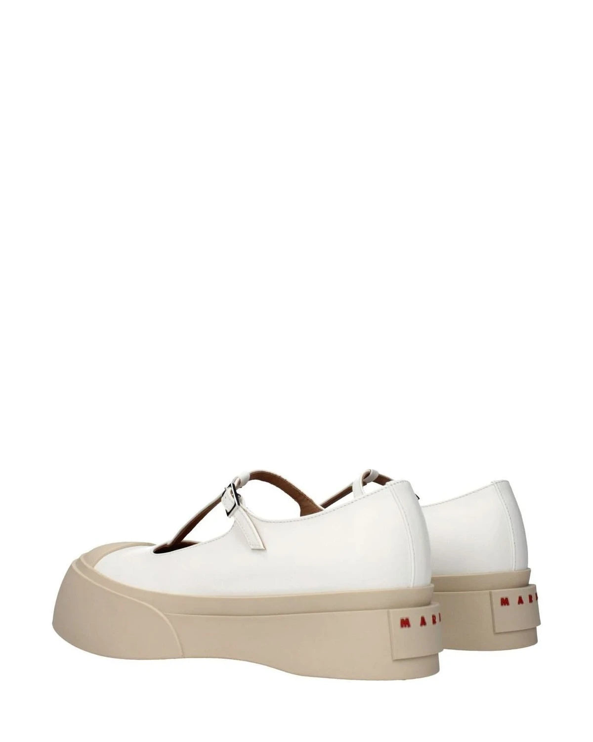 Marni White Leather Slip On Loafers Flats