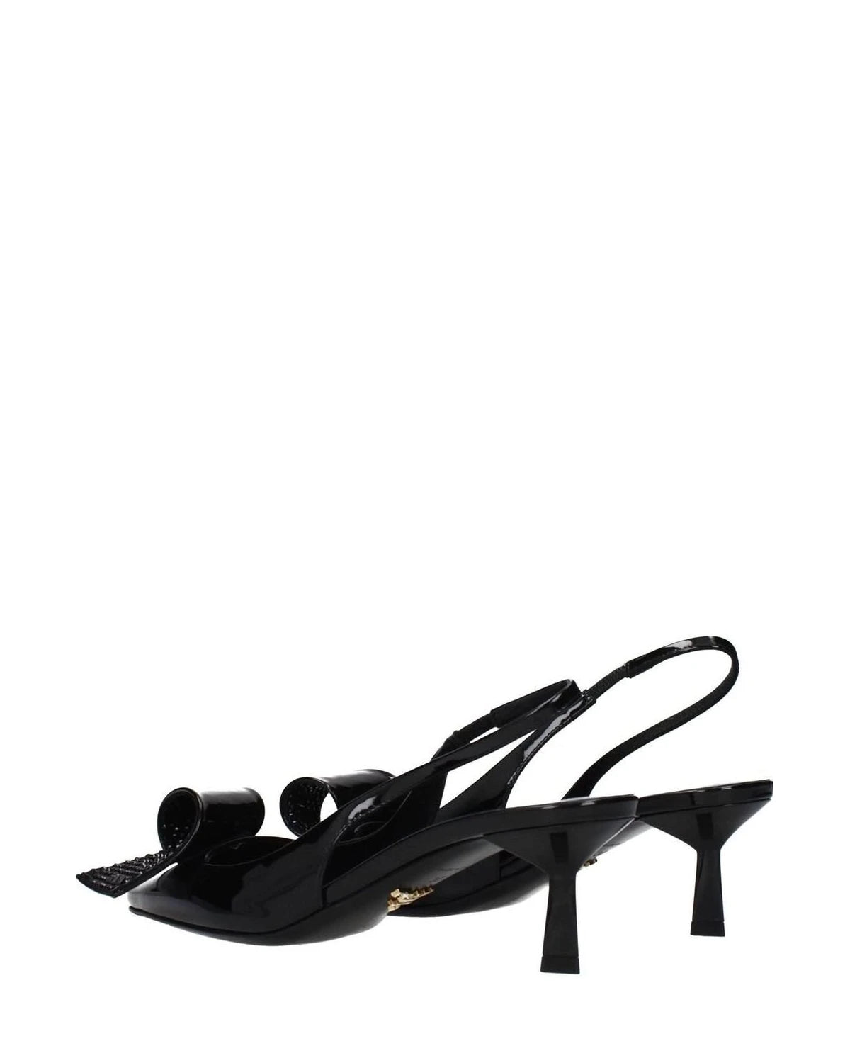 Prada Black Leather Stiletto Heel Sandals Heels