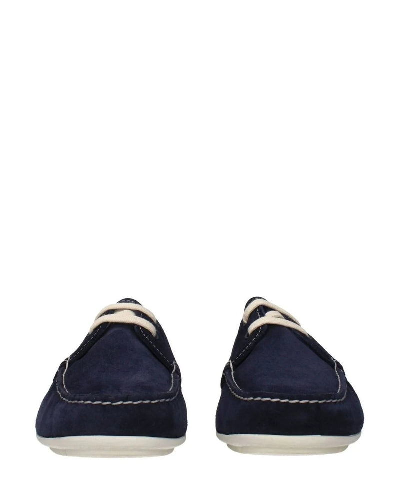 Prada Blue Leather Slip On Loafers Flats