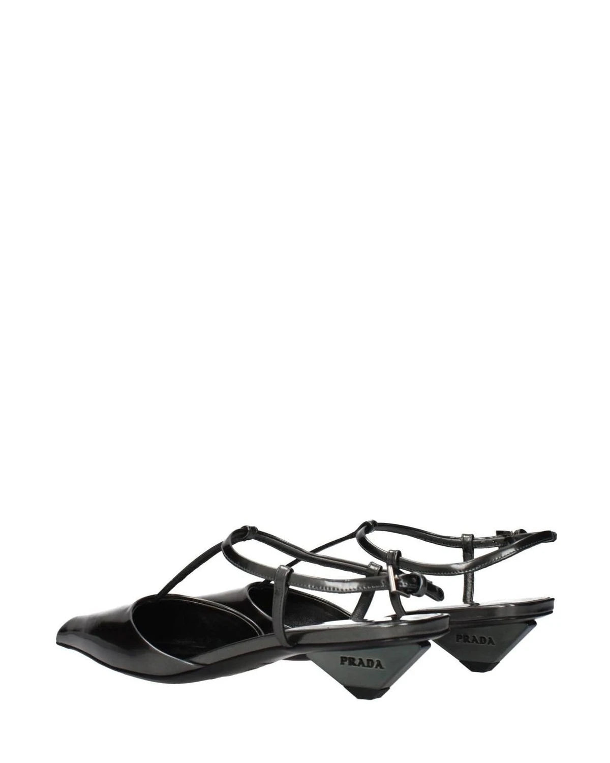 Prada Gray Leather Flat Sandals Sandals