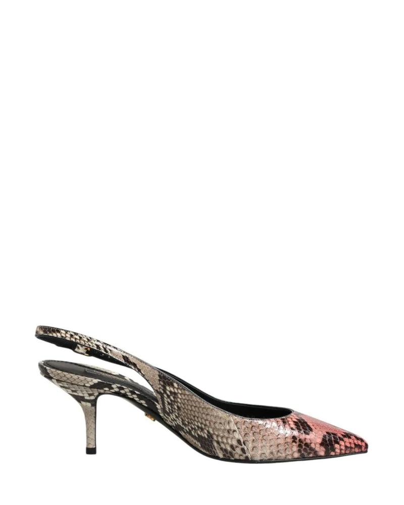 Dolce & Gabbana Multicolor Leather Heels Slingback Shoes Heels