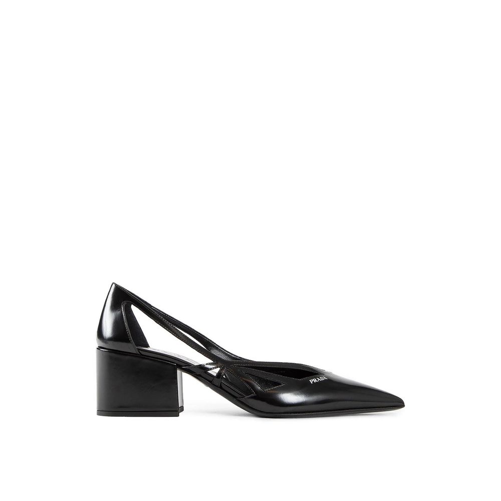 Prada Leather Brushed Cut Out Pumps