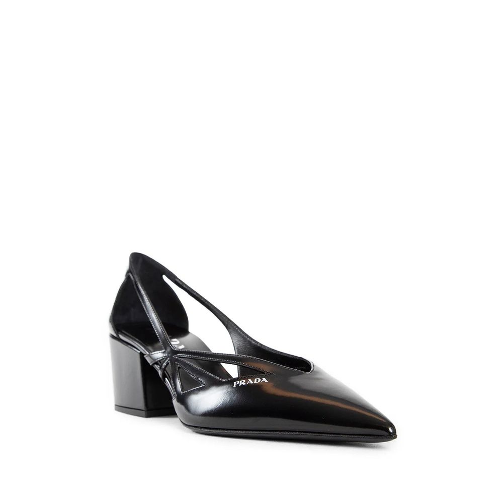 Prada Leather Brushed Cut Out Pumps