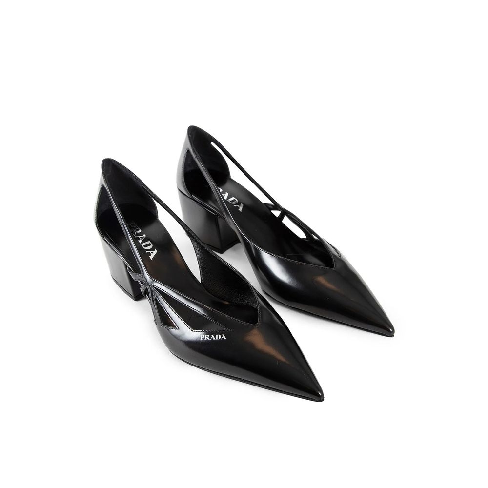 Prada Leather Brushed Cut Out Pumps