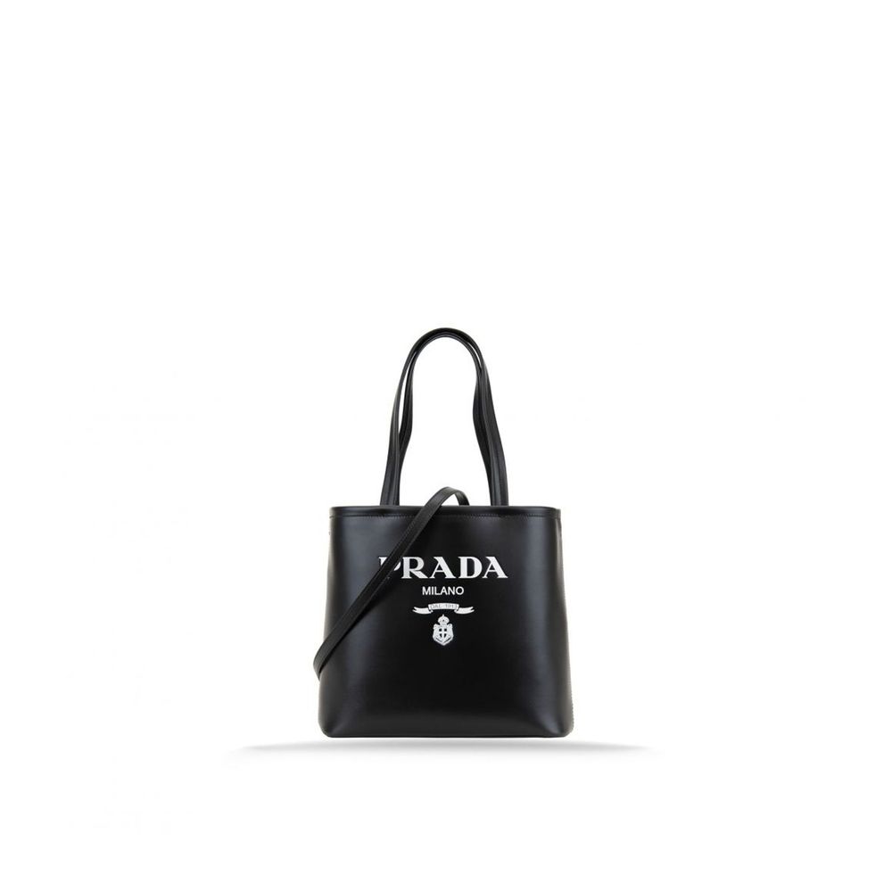 Prada Leather Logo Tote Bag