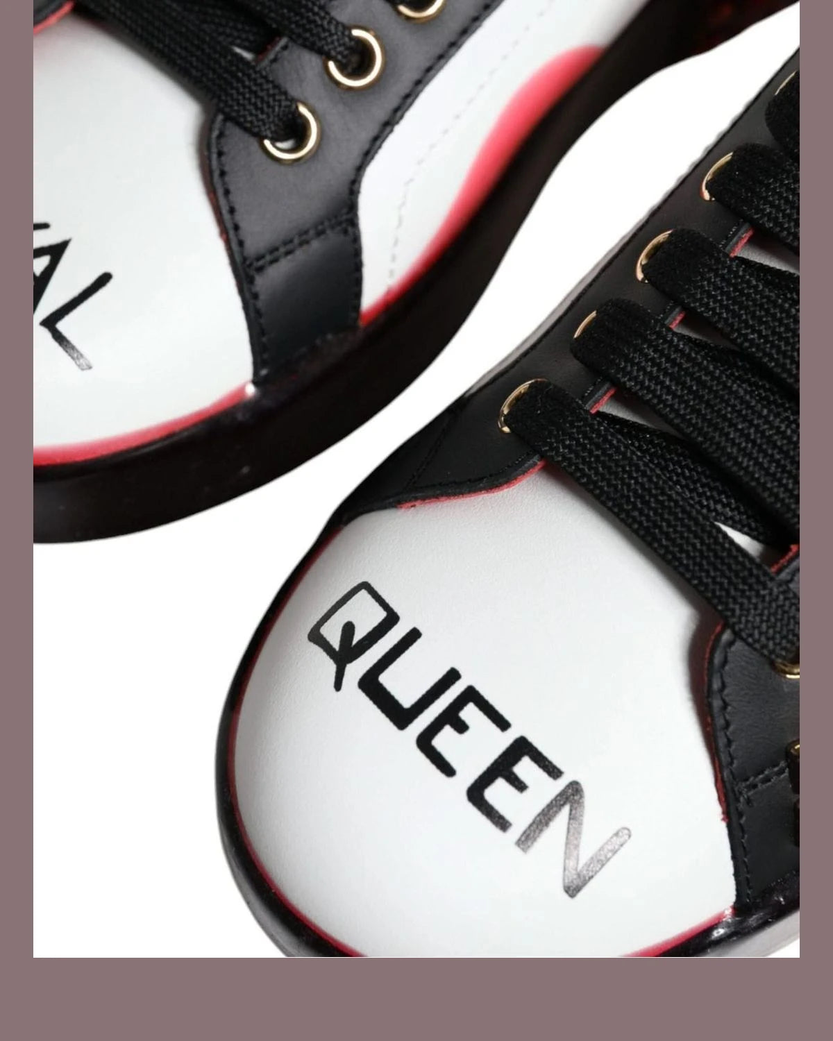 Dolce & Gabbana White Leather Red Crystals Portofino Sneakers Shoes Sneakers