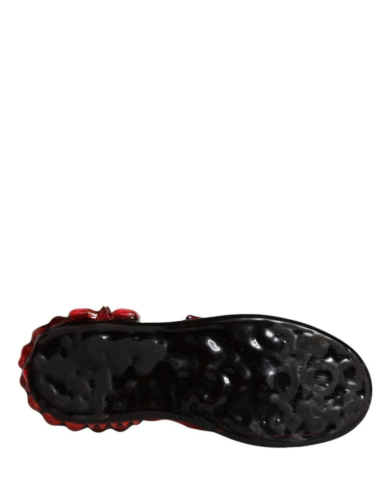 Dolce & Gabbana White Leather Red Crystals Portofino Sneakers Shoes Sneakers