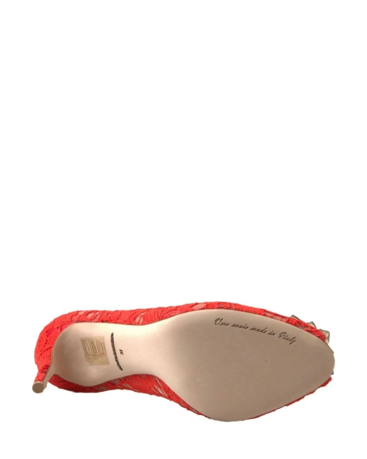 Dolce & Gabbana Red Lace Taormina Crystal Heels Pumps Shoes Heels