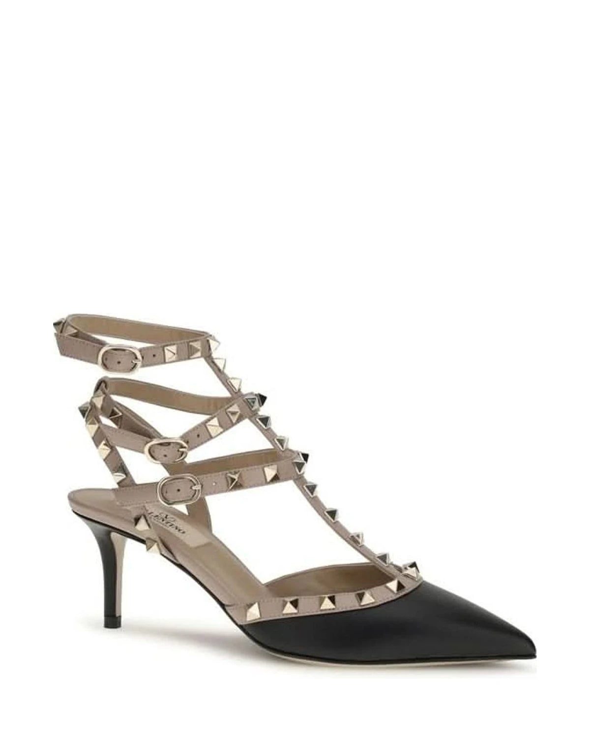 Valentino Garavani Black Calf Leather Bos Taurus Mid Heel Pumps Heels