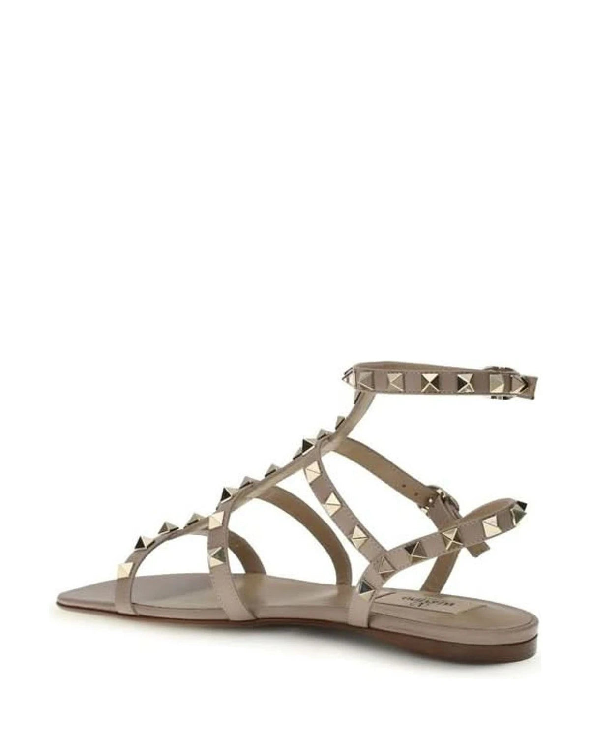 Valentino Garavani Beige Calf Leather Bos Taurus Flat Sandals Sandals