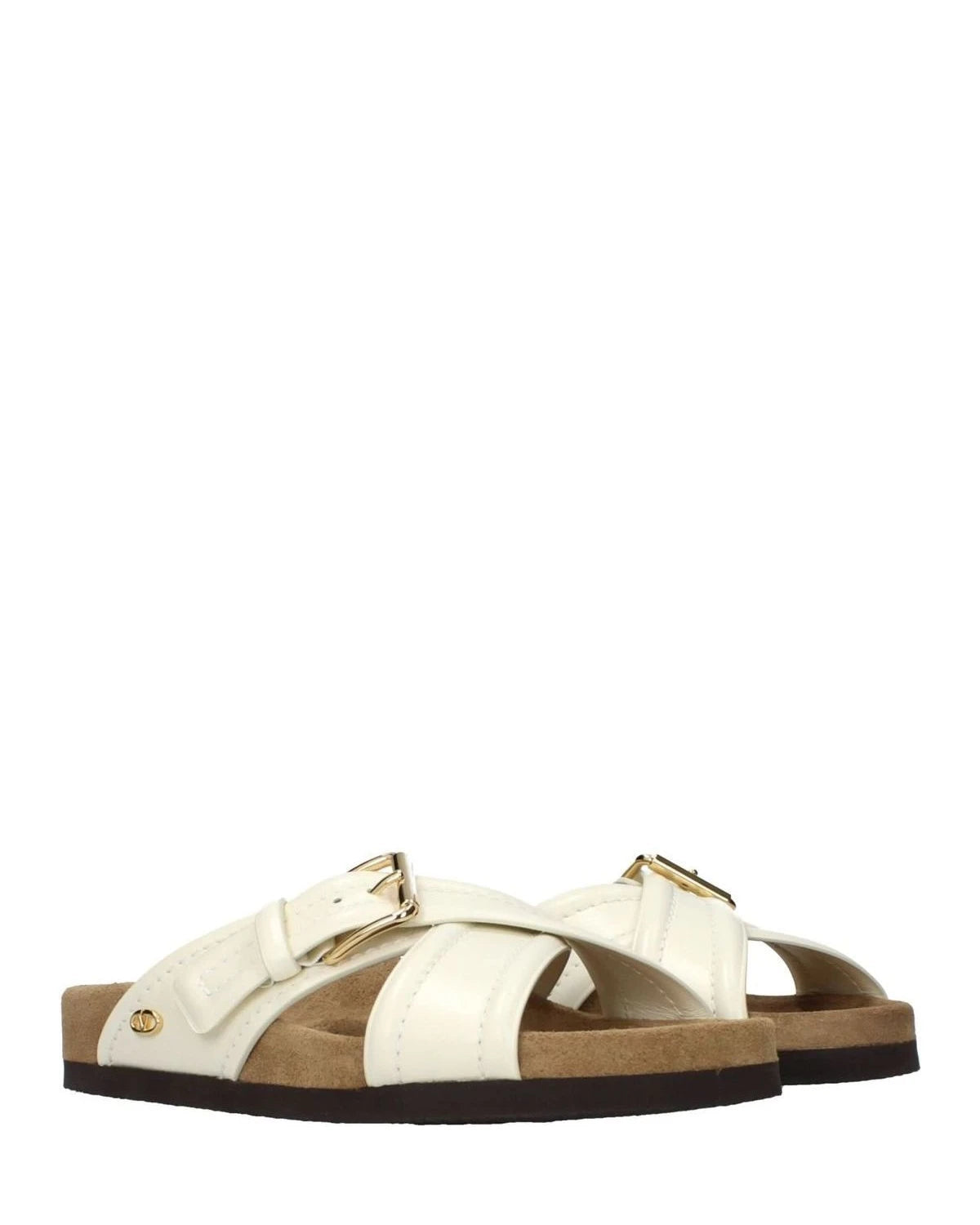 Valentino Garavani Beige Leather Slippers Flats