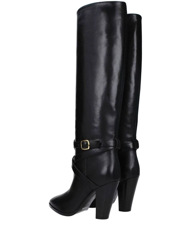 Celine Black Leather High Heel Boots Boots