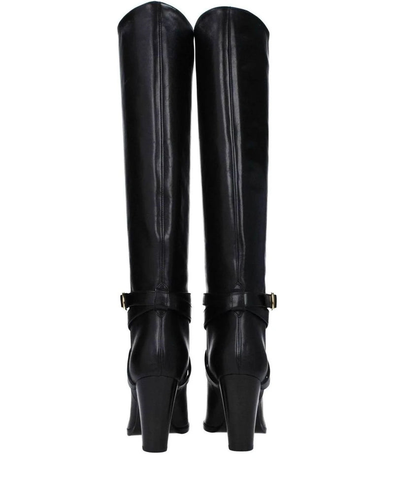 Celine Black Leather High Heel Boots Boots