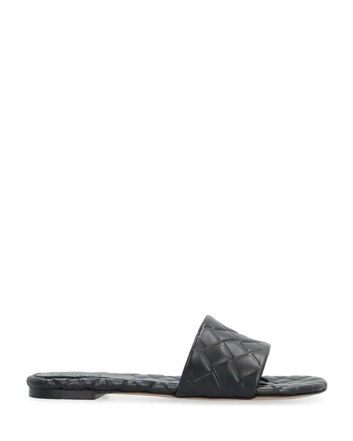 Bottega Veneta Black Leather Lamb Mules Flats