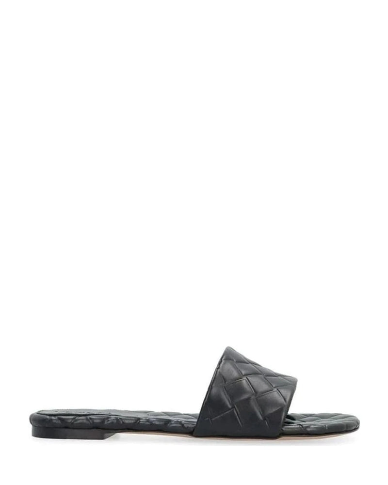 Bottega Veneta Black Leather Lamb Mules Flats