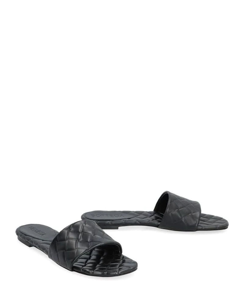 Bottega Veneta Black Leather Lamb Mules Flats