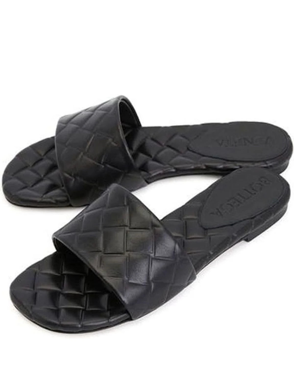 Bottega Veneta Black Leather Lamb Mules Flats