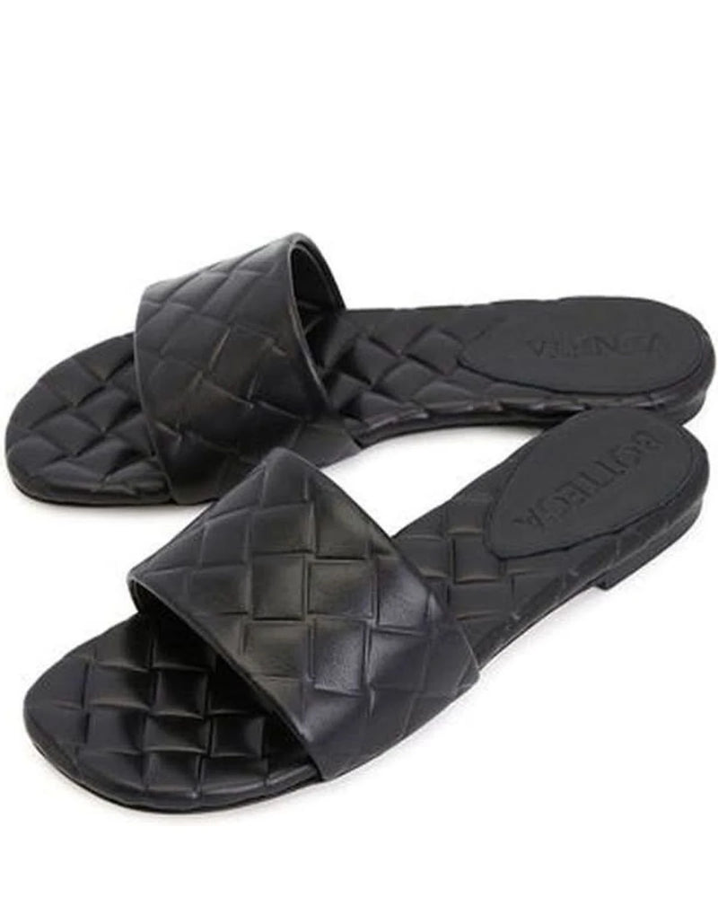 Bottega Veneta Black Leather Lamb Mules Flats