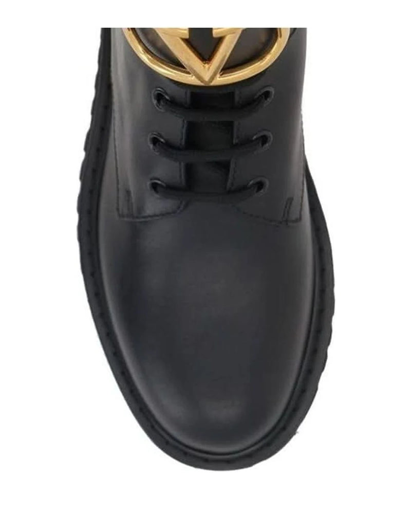 Valentino Garavani Black Lace Calfskin Up Boots Boots