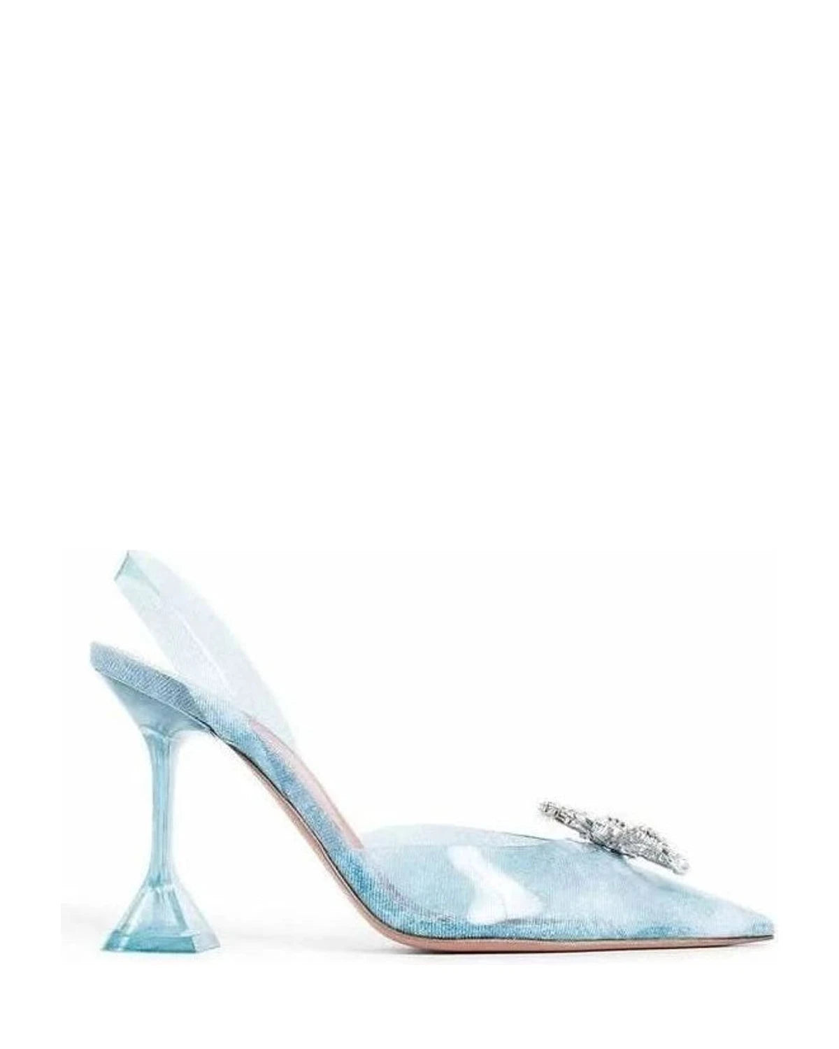 Amina Muaddi Blue Plexiglass High Heel Pumps Heels