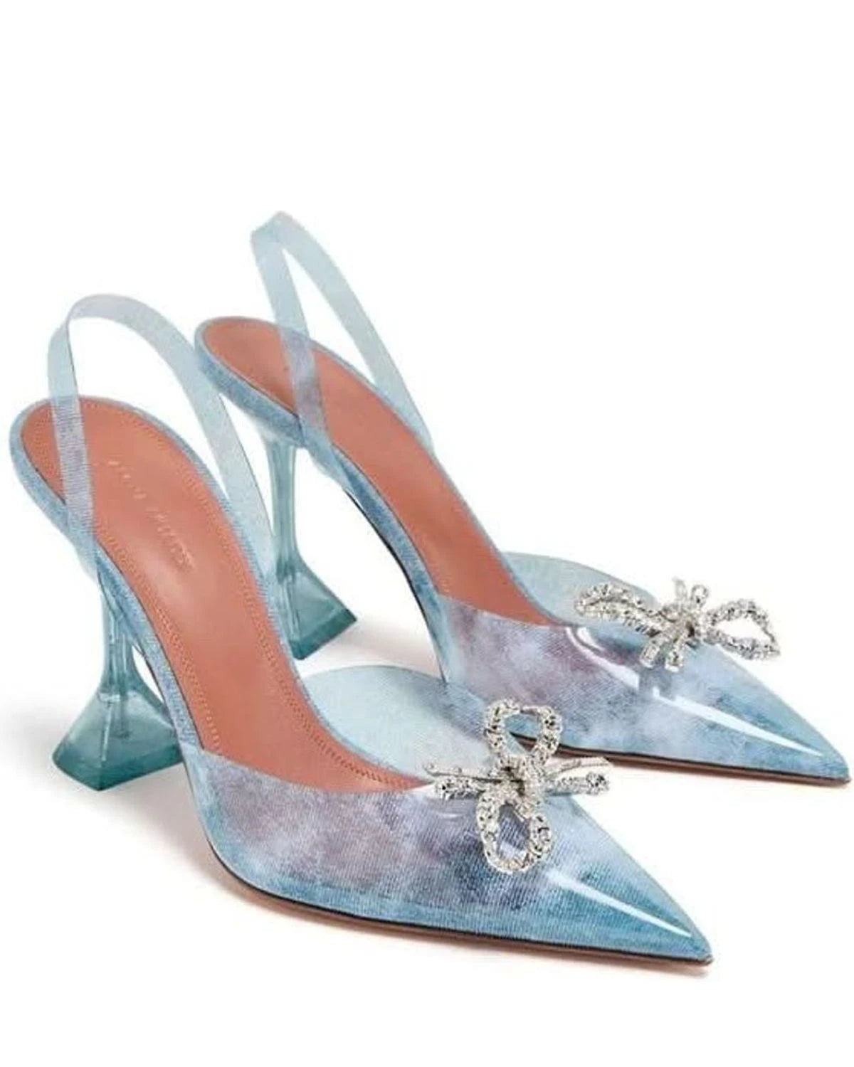 Amina Muaddi Blue Plexiglass High Heel Pumps Heels
