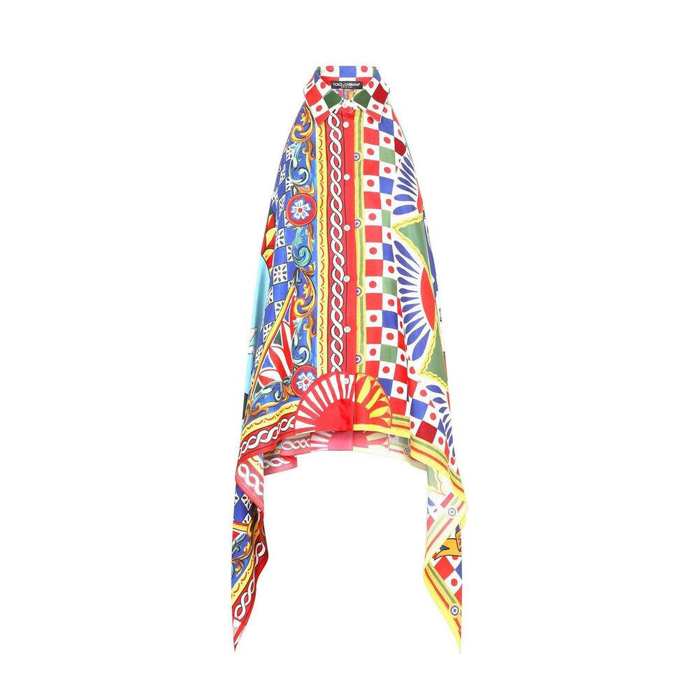 Dolce & Gabbana Silk Halterneck Shirt - Tops - For Women - GlamSteals