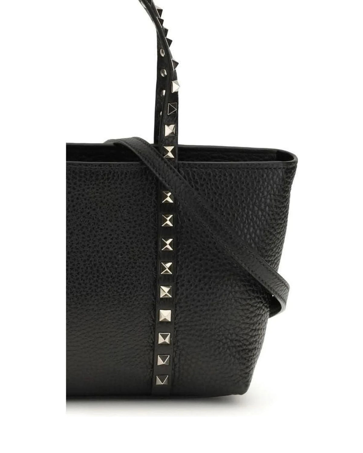 Valentino Garavani Black Calf Leather Bos Taurus Shoulder Bag Shoulder Bags