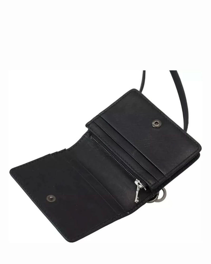 Dolce & Gabbana Black Leather Bifold Shoulder Sling Wallet Wallets