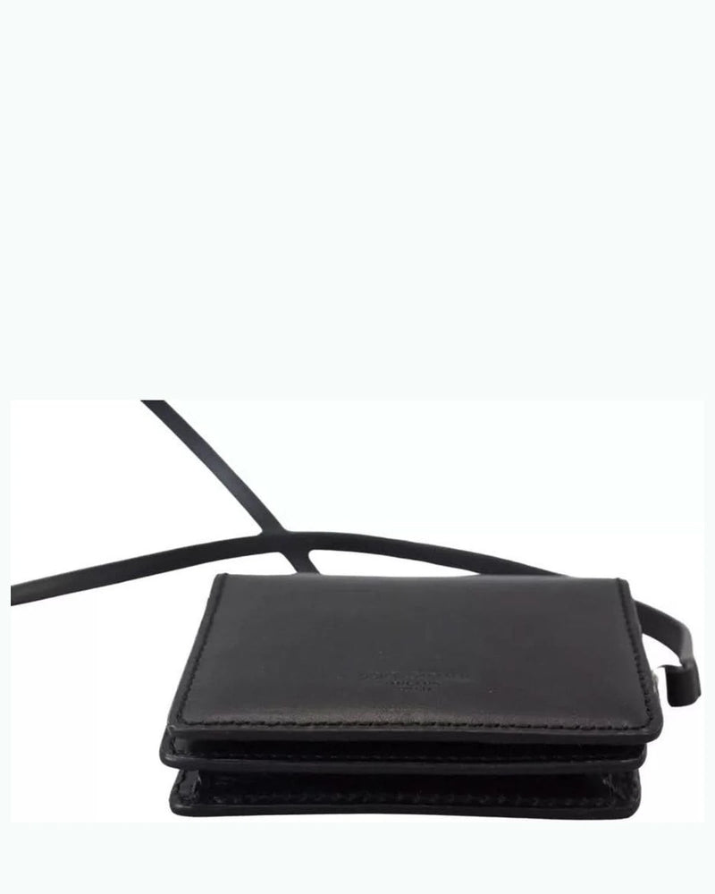 Dolce & Gabbana Black Leather Bifold Shoulder Sling Wallet Wallets