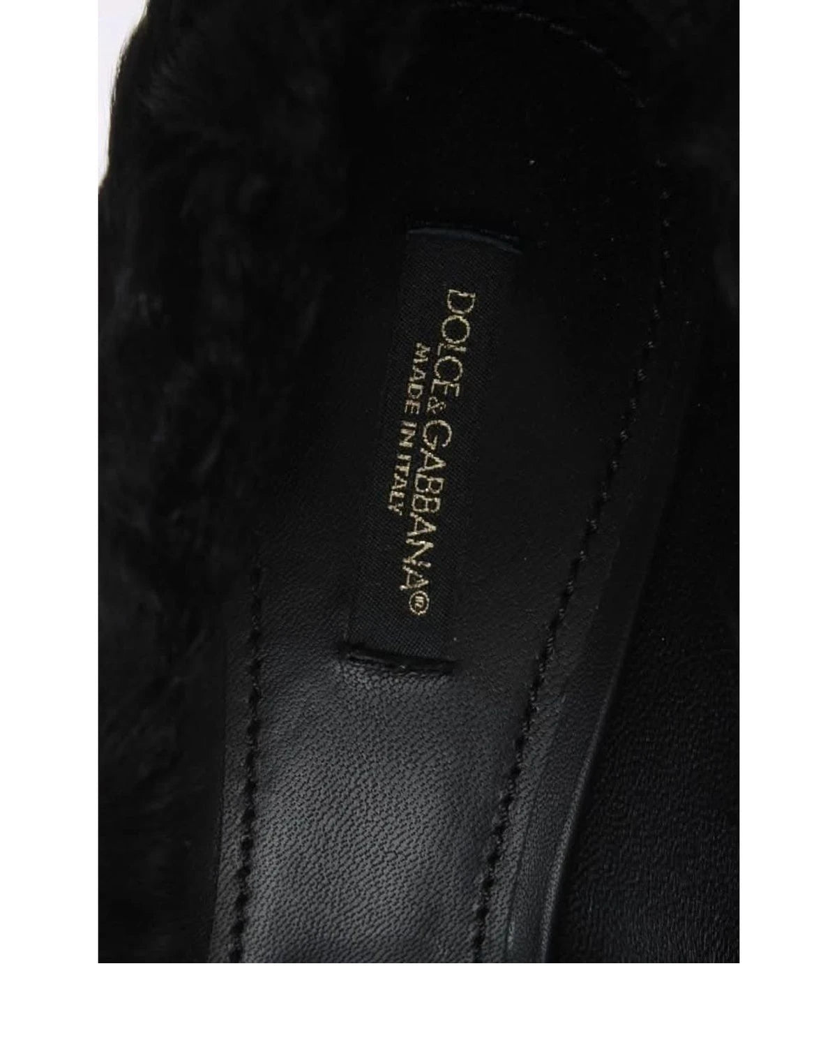 Dolce & Gabbana Black Leather Xiangao Lamb Fur Pumps Heels