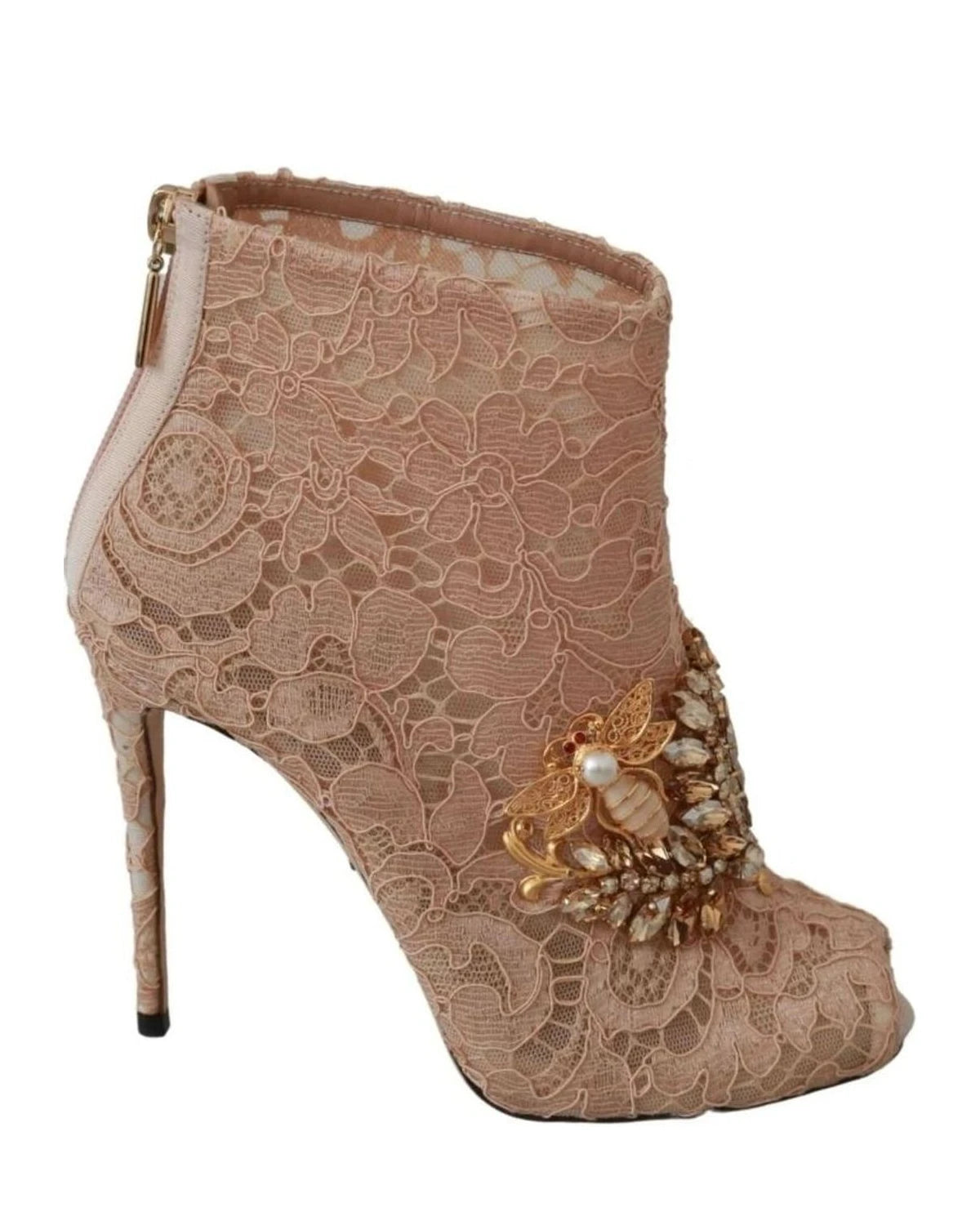 Dolce & Gabbana Lace Crystal Booties Stilettos Shoes Boots