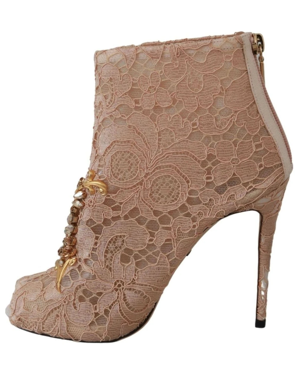 Dolce & Gabbana Lace Crystal Booties Stilettos Shoes Boots