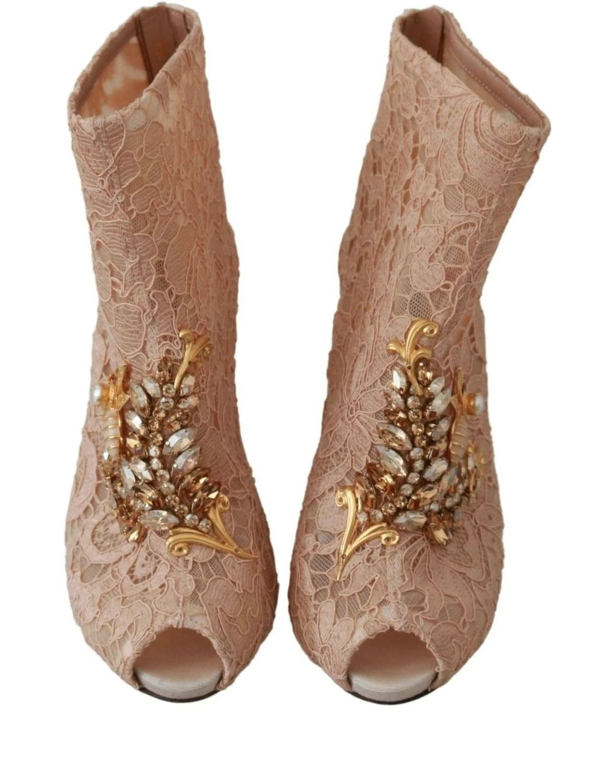 Dolce & Gabbana Lace Crystal Booties Stilettos Shoes Boots