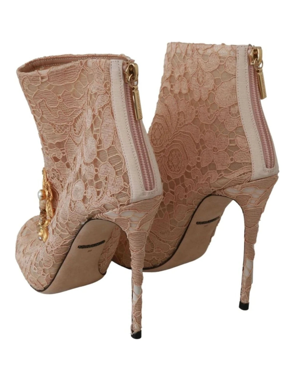 Dolce & Gabbana Lace Crystal Booties Stilettos Shoes Boots