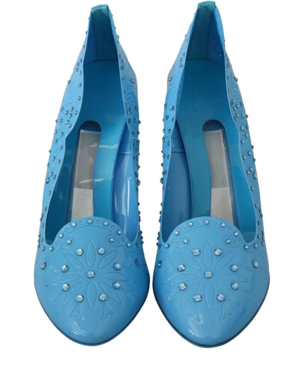 Dolce & Gabbana Blue Crystal Floral Cinderella Heels Heels