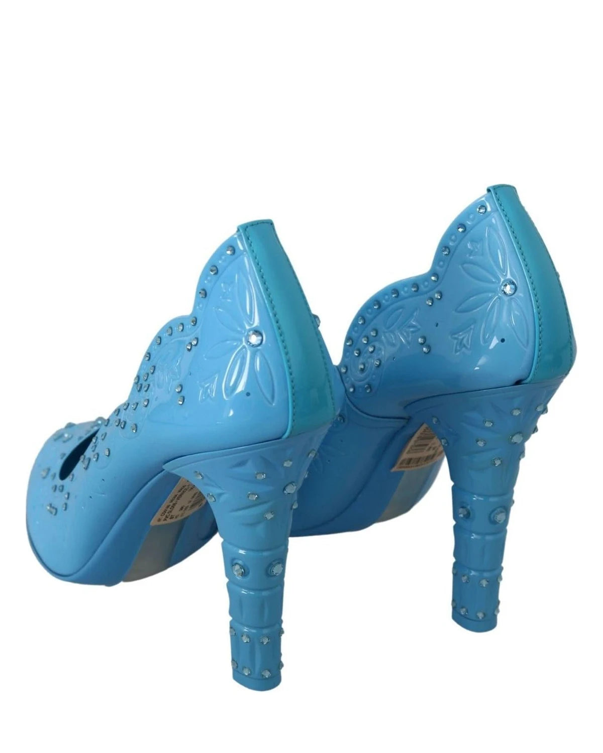 Dolce & Gabbana Blue Crystal Floral Cinderella Heels Heels