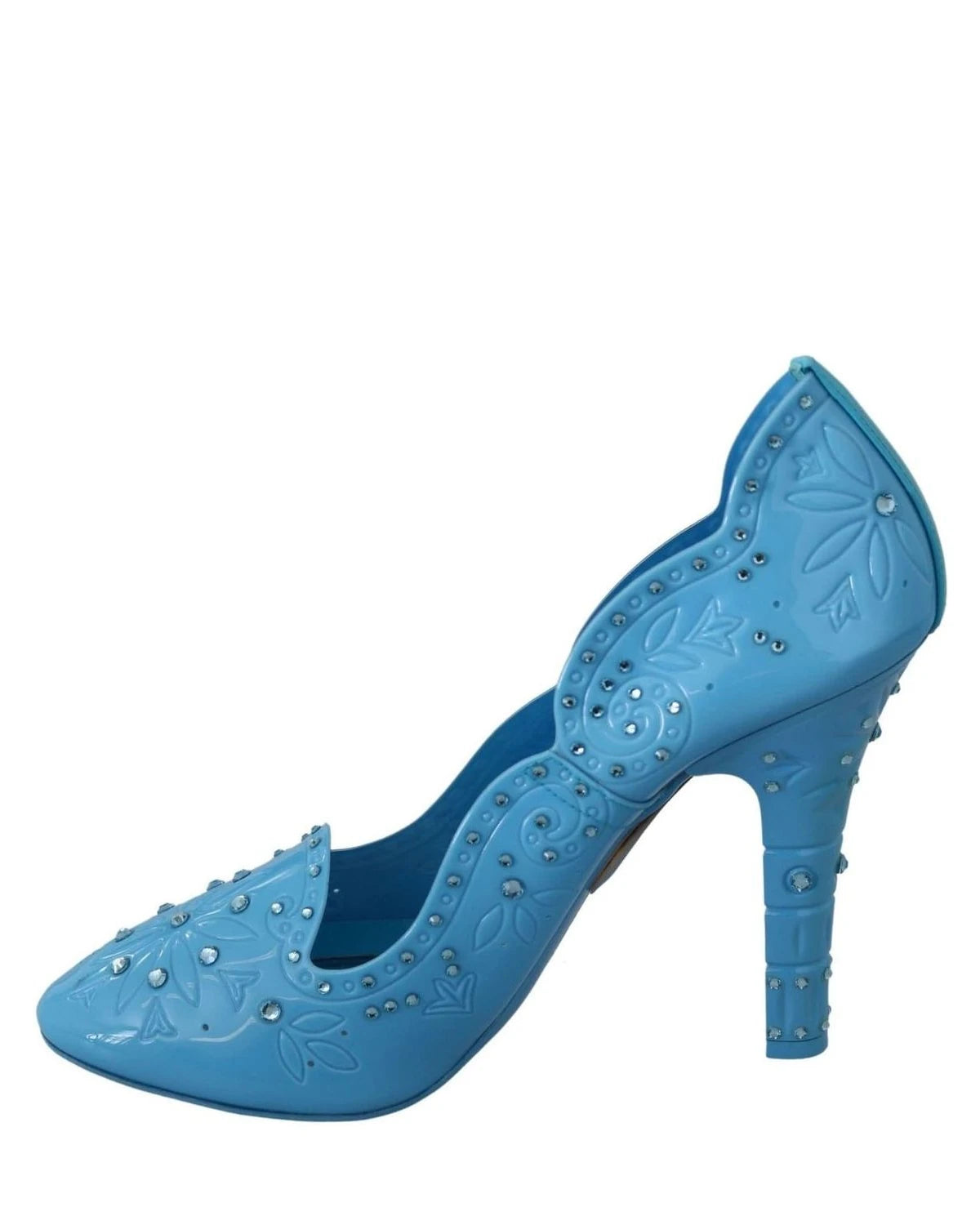 Dolce & Gabbana Blue Crystal Floral Cinderella Heels Heels