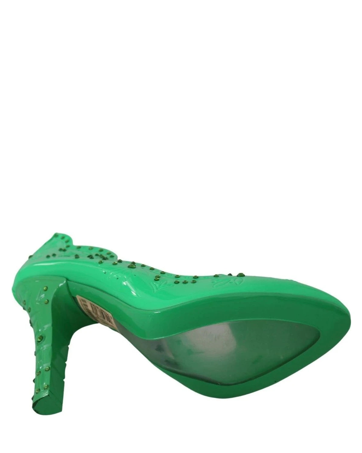Dolce & Gabbana Green Crystal Floral Cinderella Heels Heels