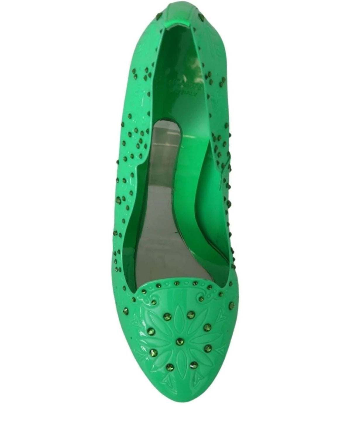 Dolce & Gabbana Green Crystal Floral Cinderella Heels Heels