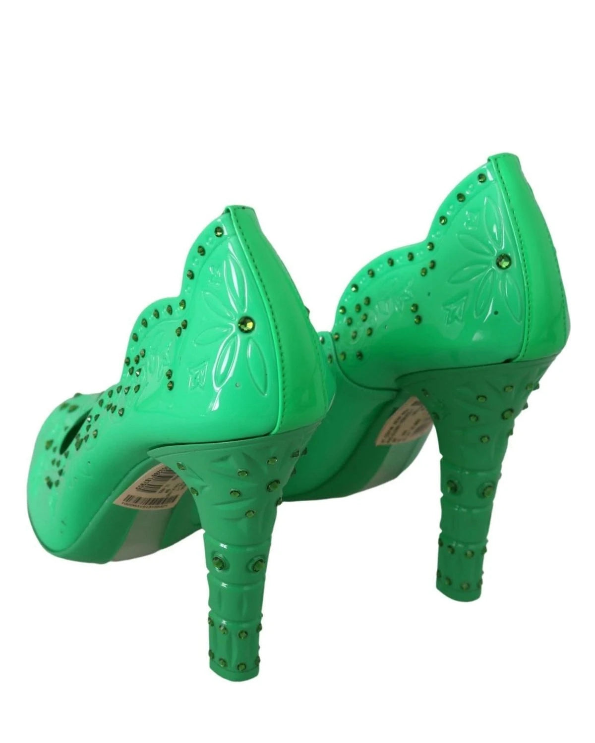 Dolce & Gabbana Green Crystal Floral Cinderella Heels Heels