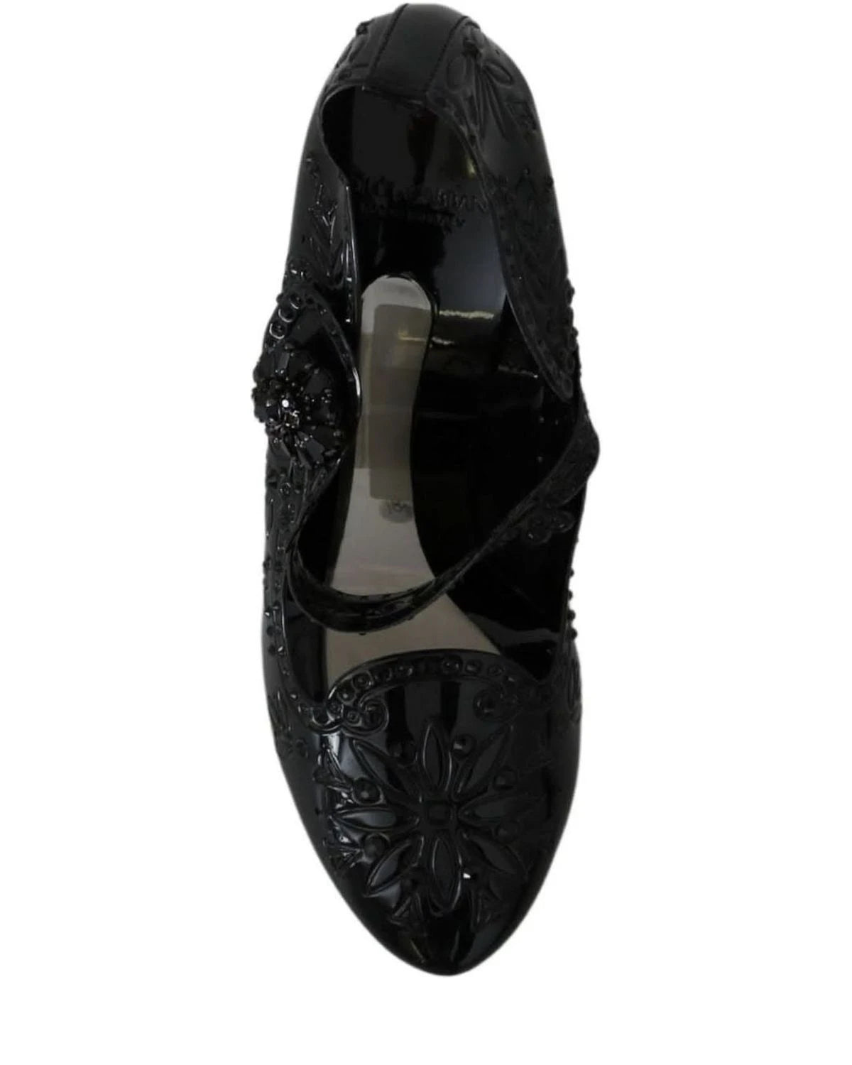 Dolce & Gabbana Black Floral Crystal Cinderella Heels Heels