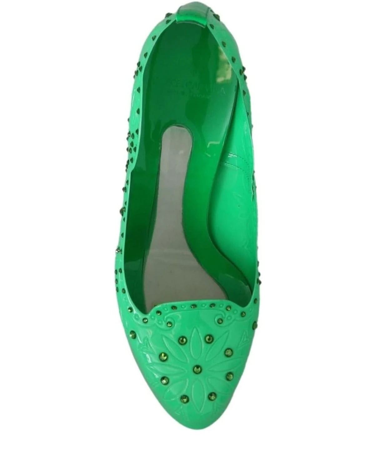Dolce & Gabbana Green Crystal Floral Cinderella Heels Heels