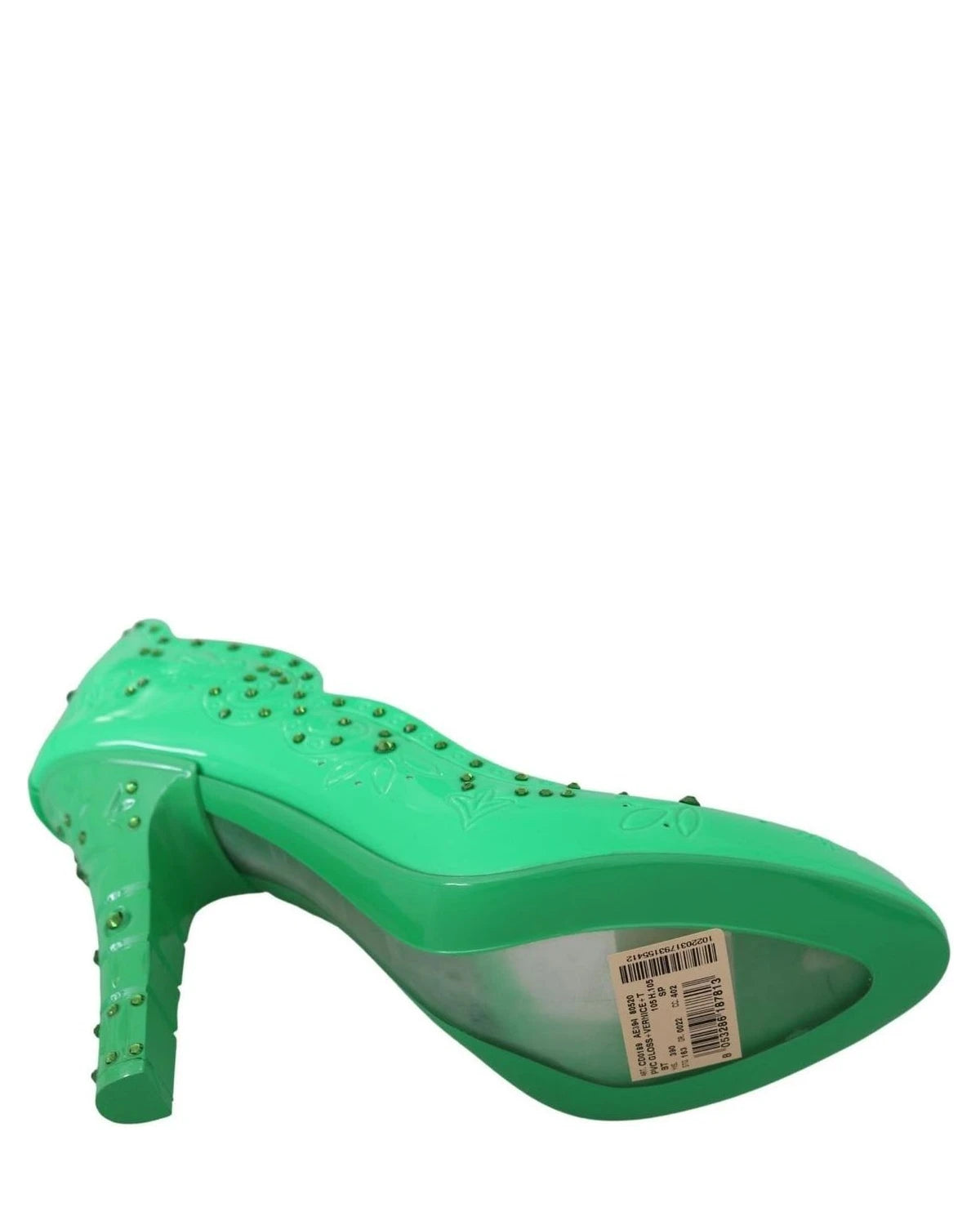 Dolce & Gabbana Green Crystal Floral Cinderella Heels Heels