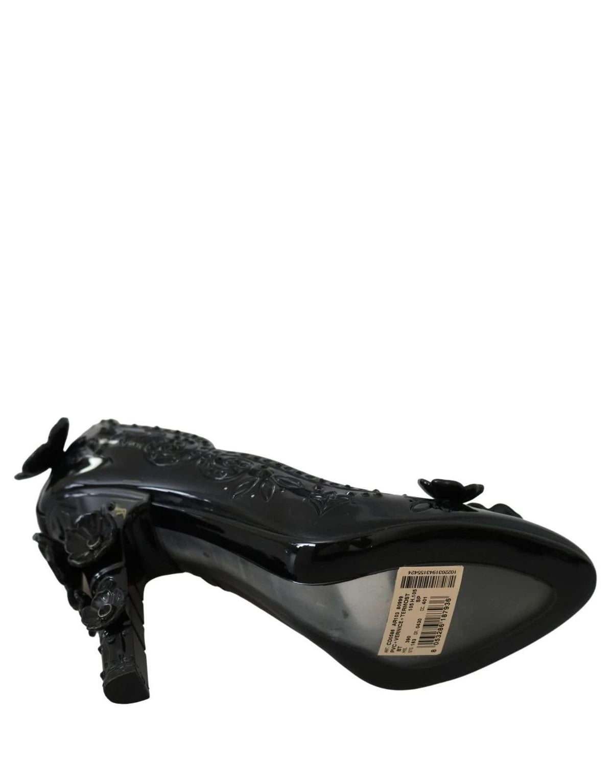 Dolce & Gabbana Black Floral Crystal Cinderella Heels Heels