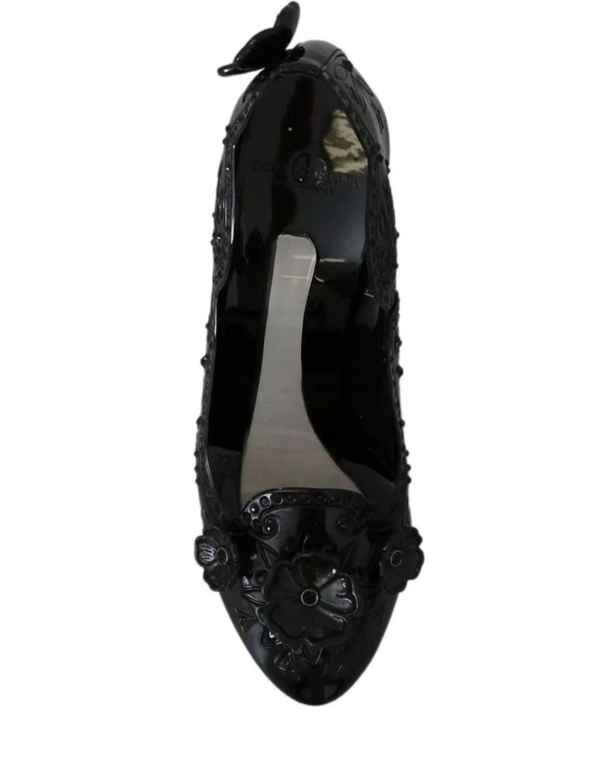 Dolce & Gabbana Black Floral Crystal Cinderella Heels Heels