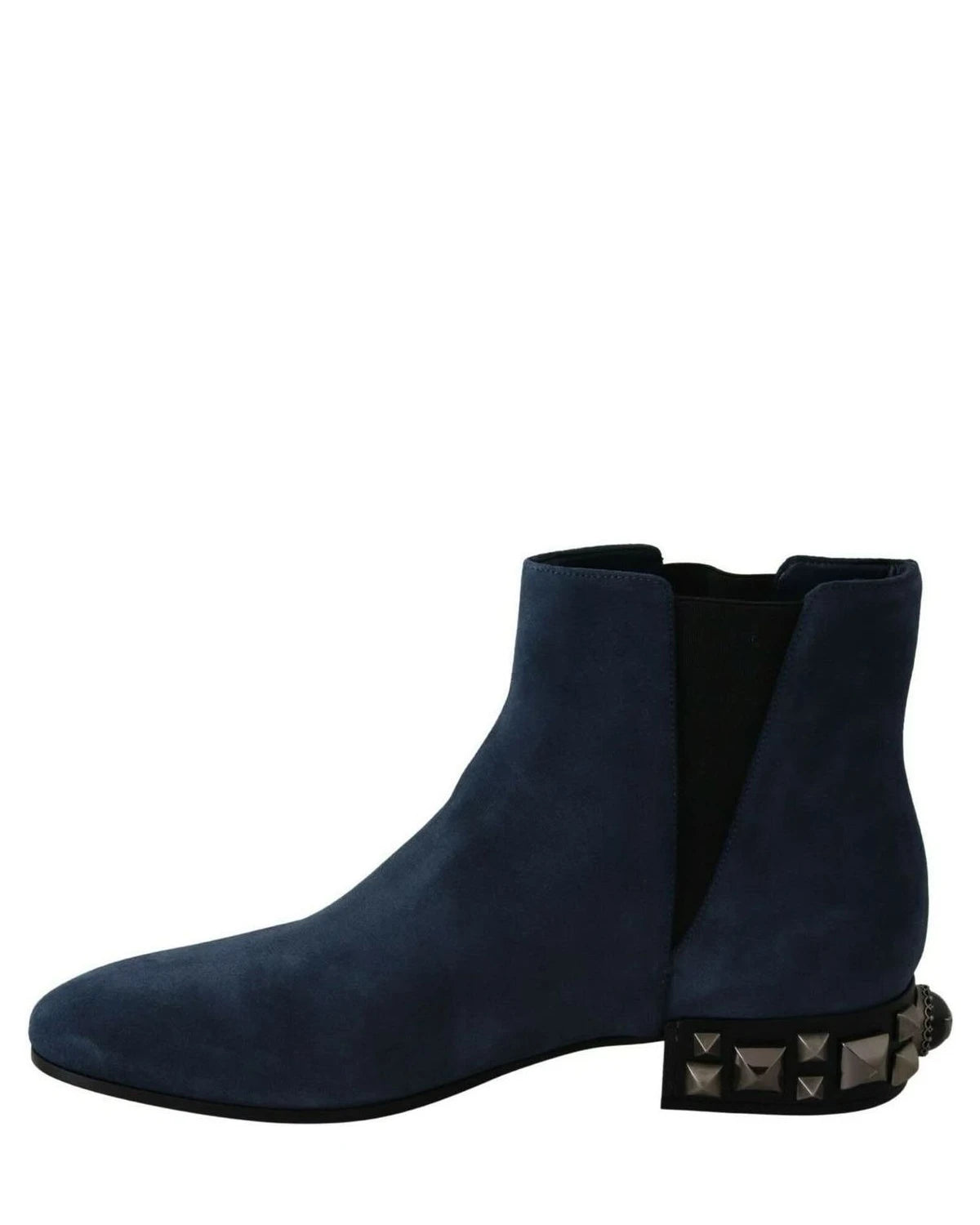 Dolce & Gabbana Blue Suede Embellished Studded Boots Boots